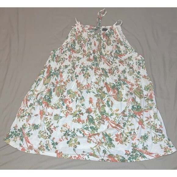 Calvin Klein Jeans Womens top Size Large white floral stretch designer top - Picture 1 of 7